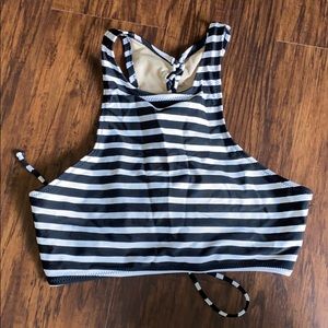 Black and white striped bathing suit top